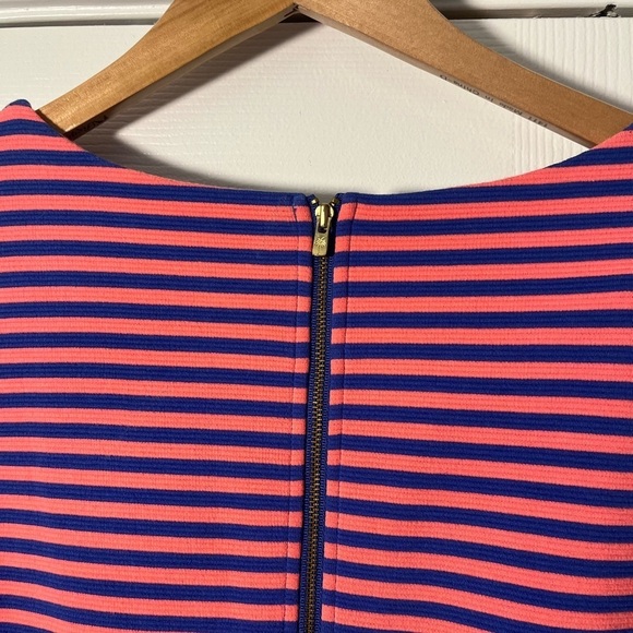 Lilly Pulitzer Coral Navy Striped Dress Sz M - Picture 9 of 9